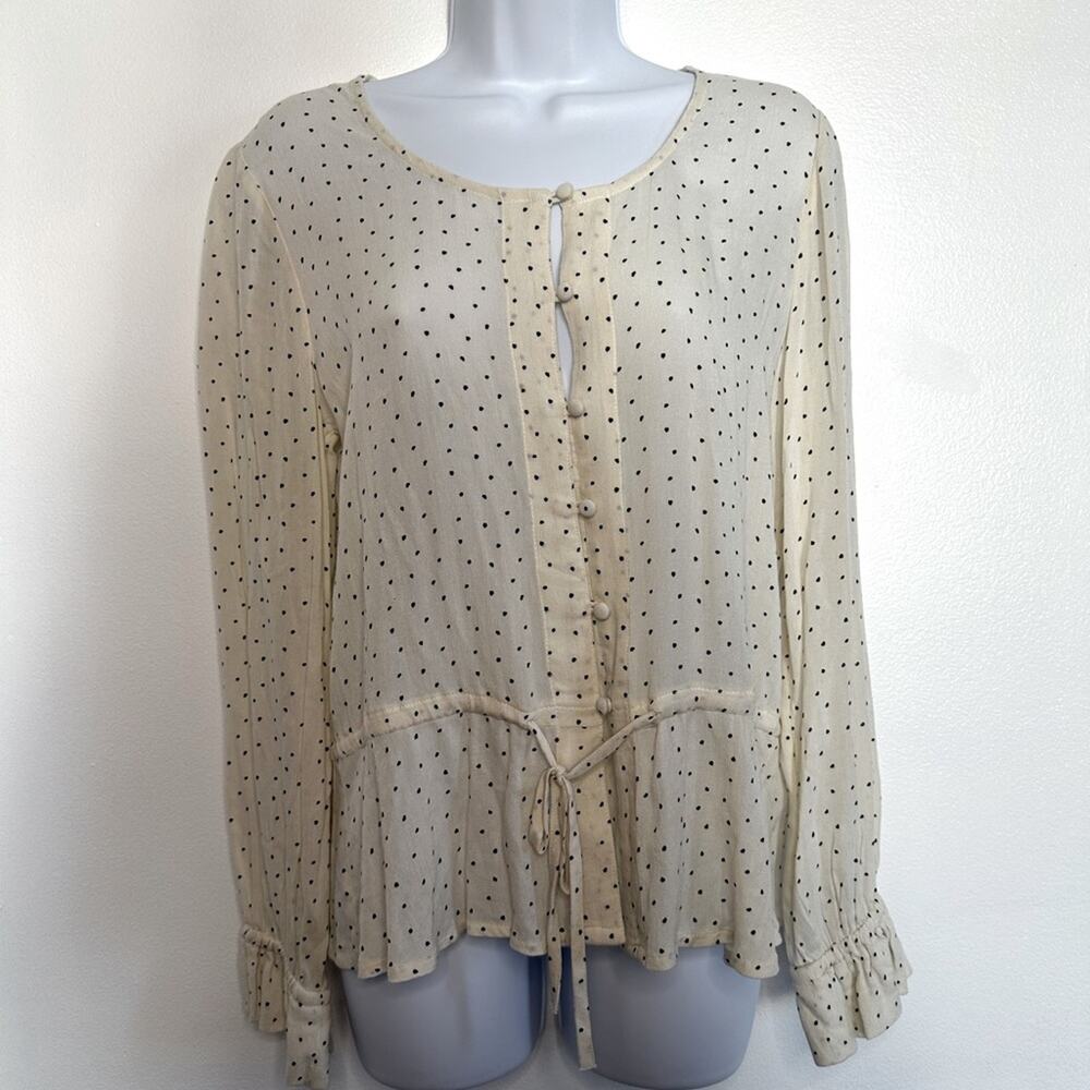 Lucky Brand Polka Dot Blouse, Small, 100% Viscose